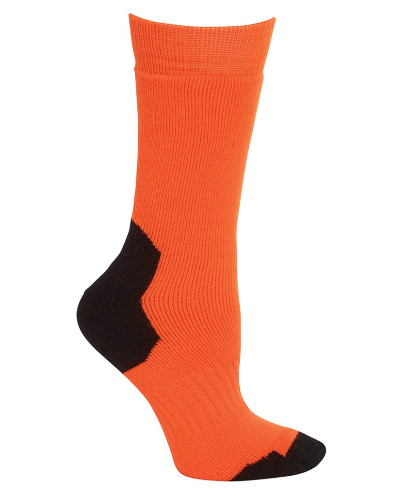 3 Paia Calze Da Lavoro Altezza Medio Polpaccio - Arancio Fluorescente 75% Cotone - Foto 2